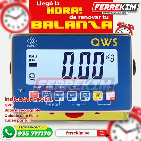 251115 INDICADOR PARA BALANZAS ELECTRONICAS EXCELL QWS DE UNA PANTALLAS