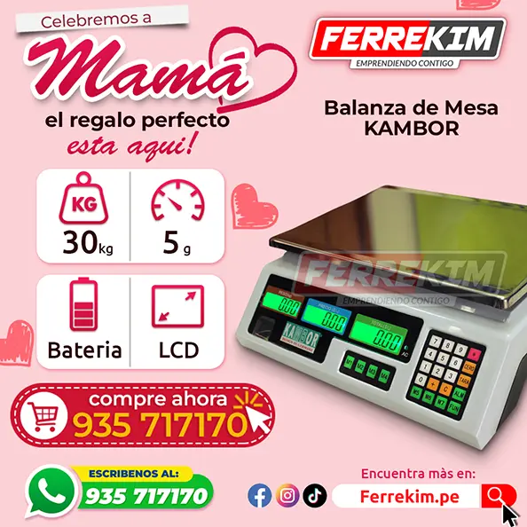 DIA DE LA MADRE BALANZA ORIGINAL KAMBOR PLANA DE 30 KG