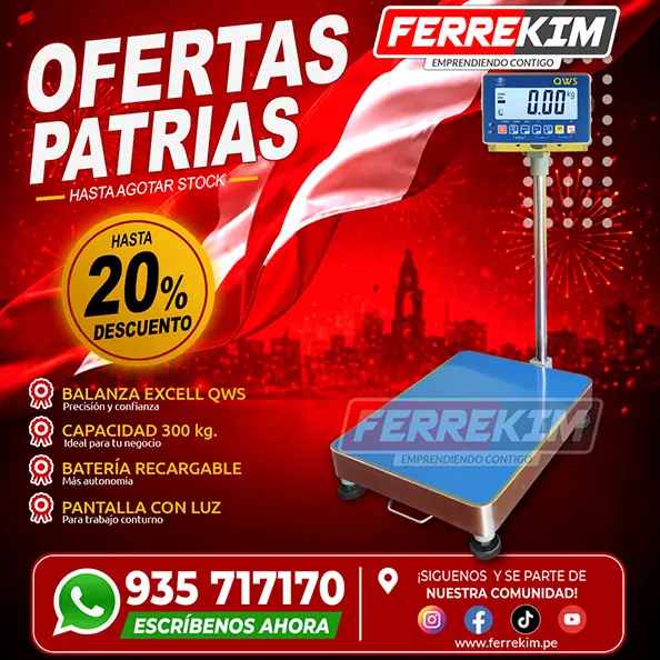 BALANZA DIGITAL ofertas patrias de plataforma EXCELL QWS de 300 kilos