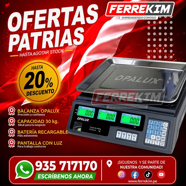 BALANZA DIGITAL ofertas patrias para tienda OPALUX ACS NEGRA de 30 kilos