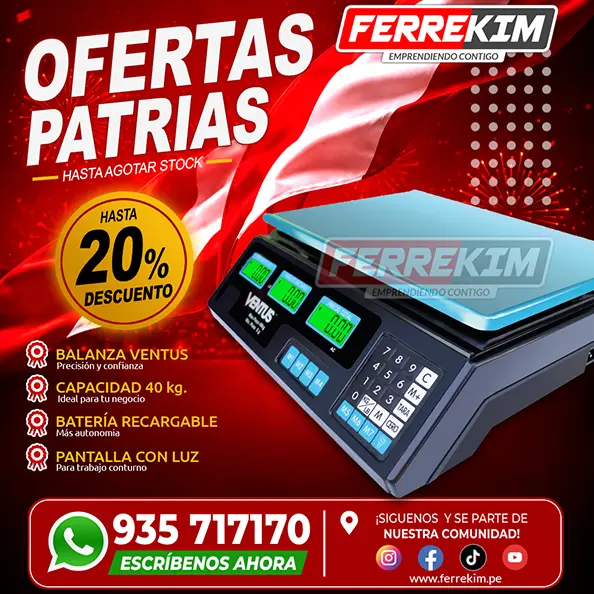 BALANZA DIGITAL ofertas patrias para tienda VENTUS ACS de 30 kilos